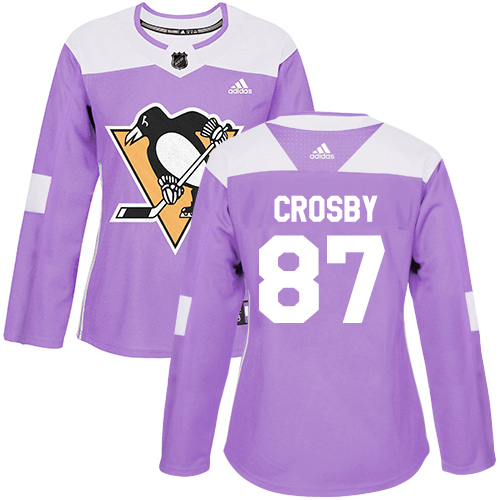 Adidas Penguins #87 Sidney Crosby Purple Authentic Fights Cancer Women's Stitched NHL Jersey - Click Image to Close